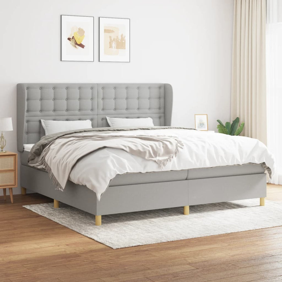 Boxspring Met Matras Stof Lichtgrijs 200 x 200 cm Knopen