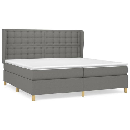 Boxspring Met Matras Stof Donkergrijs 200 x 200 cm Knopen