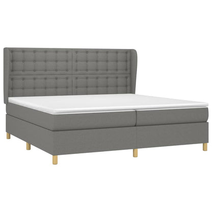 Boxspring Met Matras Stof Donkergrijs 200 x 200 cm Knopen