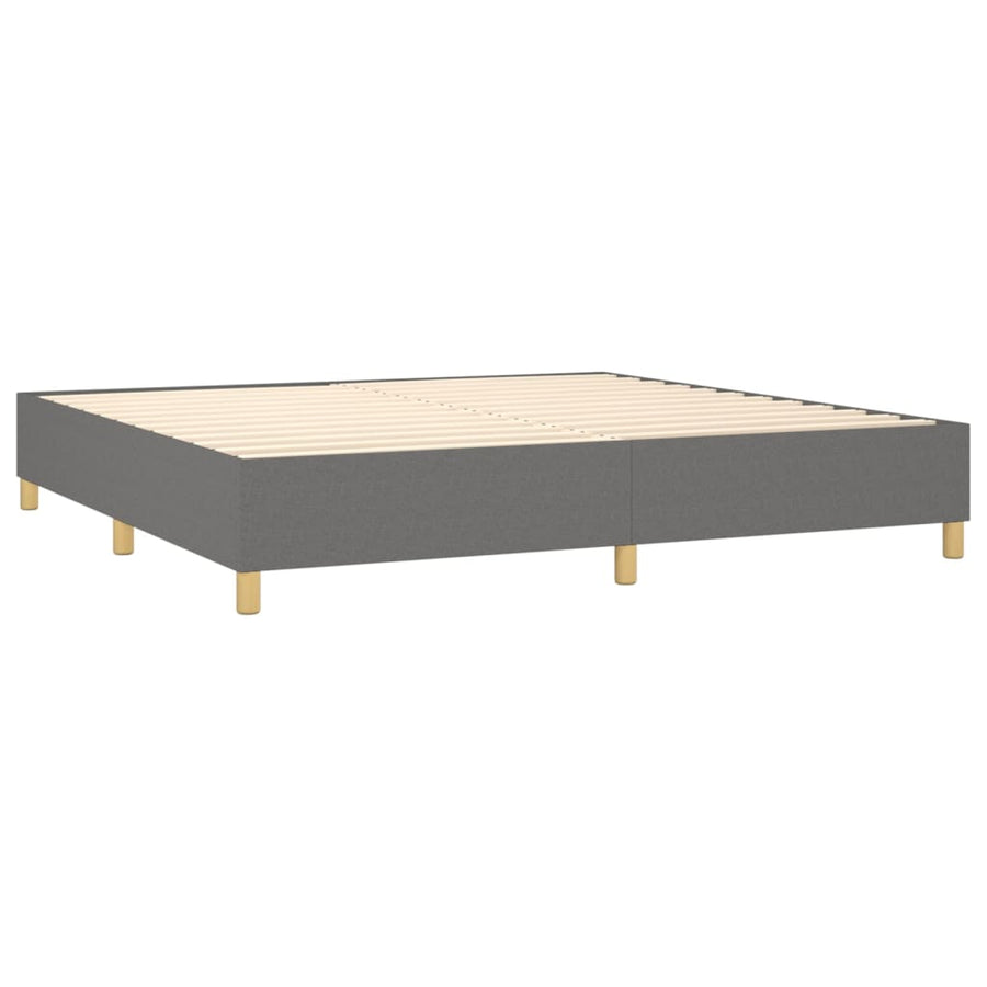 Boxspring Met Matras Stof Donkergrijs 200 x 200 cm Knopen