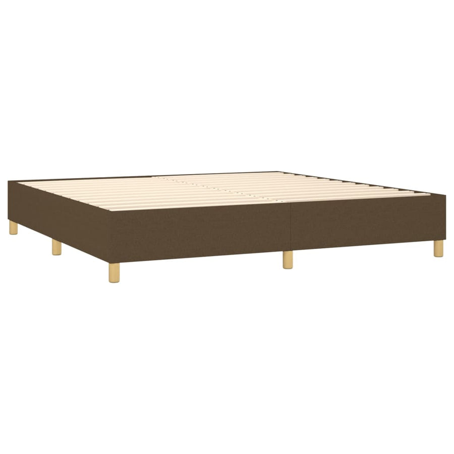 Boxspring Met Matras Stof Donkerbruin 200X200 Cm 200 x 200 cm Knopen