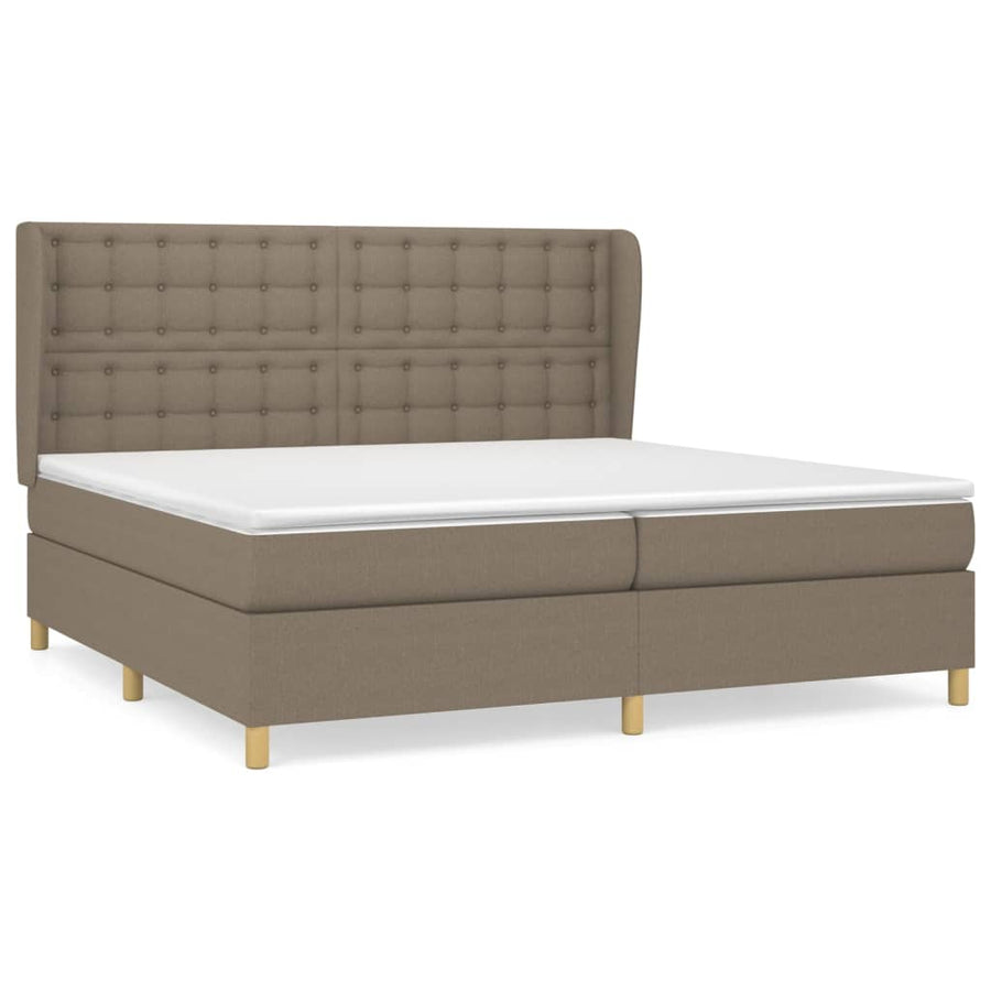 Boxspring Met Matras Stof Taupe 200X200 Cm Taupe 200 x 200 cm Knopen