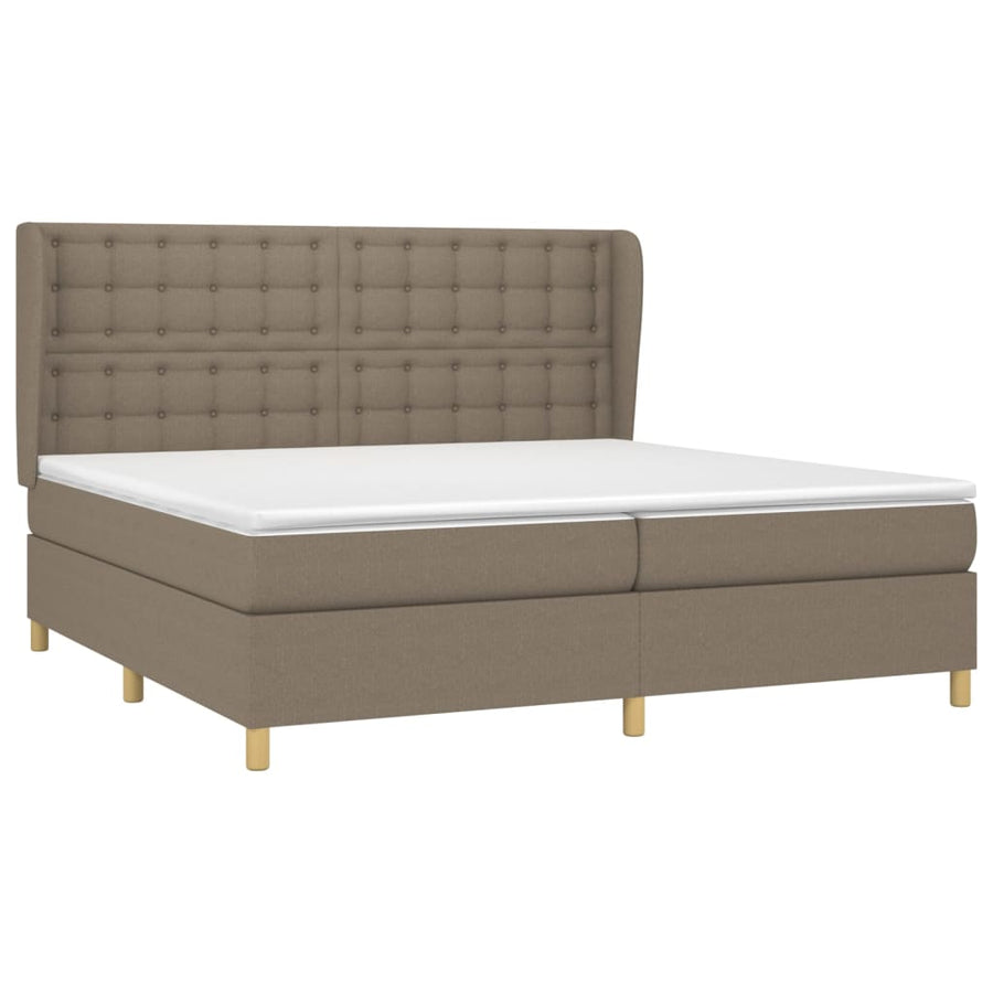 Boxspring Met Matras Stof Taupe 200X200 Cm Taupe 200 x 200 cm Knopen