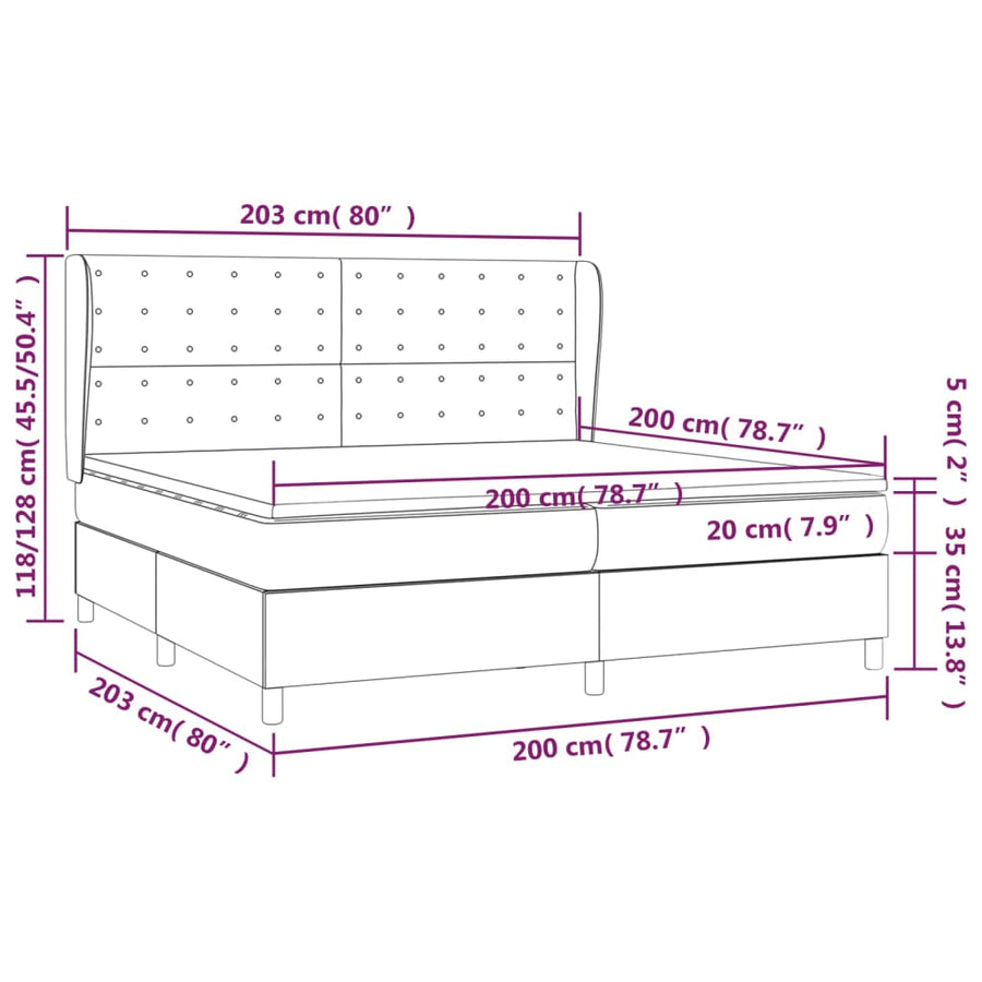Boxspring Met Matras Stof Taupe 200X200 Cm Taupe 200 x 200 cm Knopen