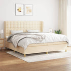 Box spring with fabric mattress cream-coloured 200x200 cm