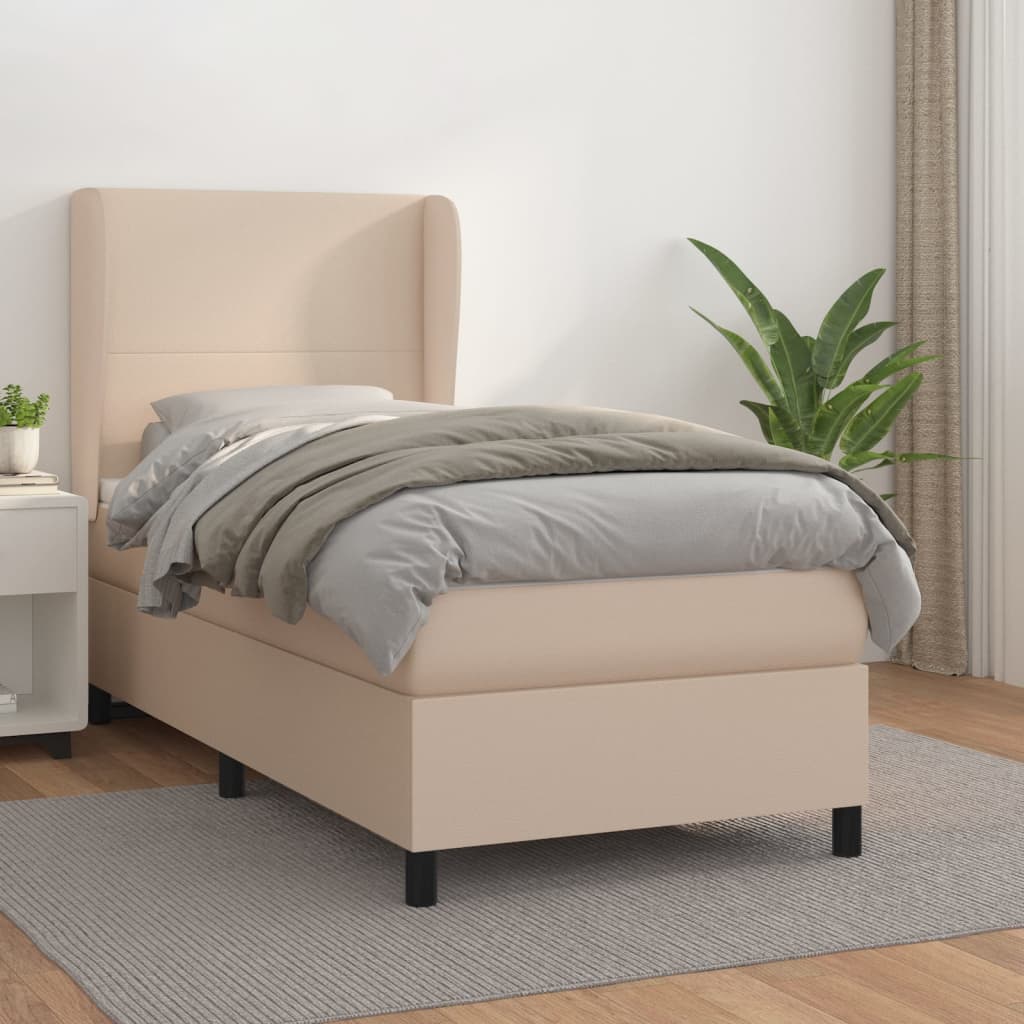 Boxspring met matras kunstleer cappuccinokleurig 80x200 cm