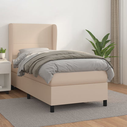 Boxspring met matras kunstleer cappuccinokleurig 80x200 cm