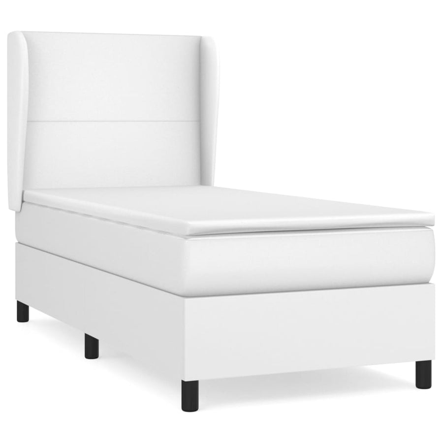 Boxspring Met Matras Kunstleer 90 x 190 cm Wit Effen ontwerp