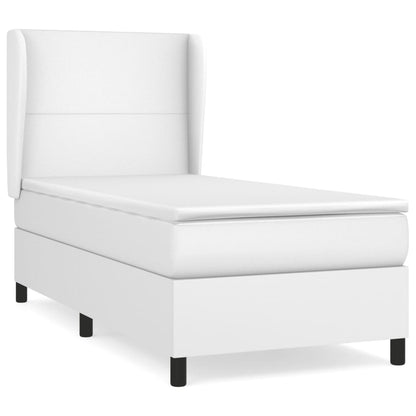 Boxspring Met Matras Kunstleer 90 x 200 cm Wit Effen ontwerp