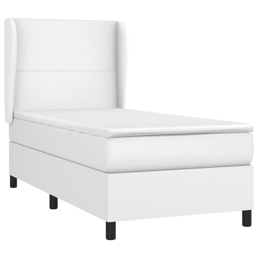 Boxspring Met Matras Kunstleer 90 x 200 cm Wit Effen ontwerp