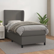 Box spring with mattress faux leather grey 90x200 cm