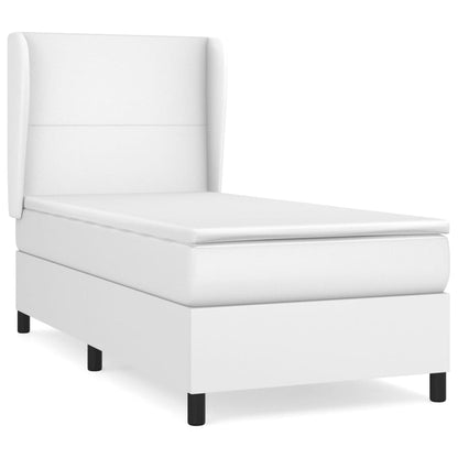 Boxspring Met Matras Kunstleer 100 x 200 cm Wit Effen ontwerp