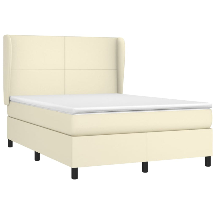 Boxspring met matras kunstleer crèmekleurig 140x190 cm