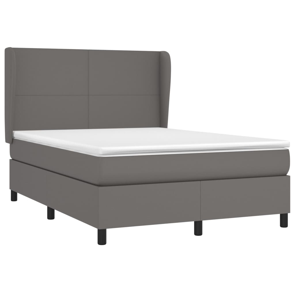 Boxspring met matras kunstleer grijs 140x190 cm 140 x 190 cm Grijs Effen ontwerp