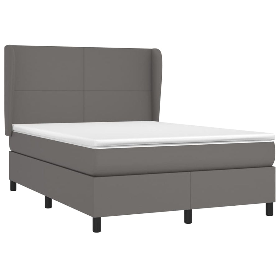 Boxspring met matras kunstleer grijs 140x190 cm 140 x 190 cm Grijs Effen ontwerp