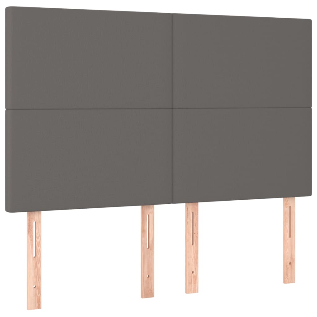 Boxspring met matras kunstleer grijs 140x190 cm 140 x 190 cm Grijs Effen ontwerp
