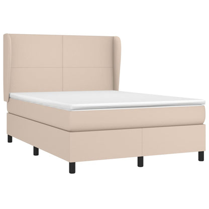 Boxspring Met Matras Kunstleer Kleurig 140 x 190 cm Cappuccino Effen ontwerp