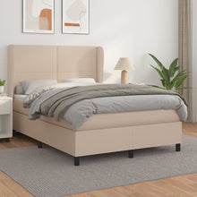 Boxspring Met Matras Kunstleer Kleurig 140 x 190 cm Cappuccino Effen ontwerp