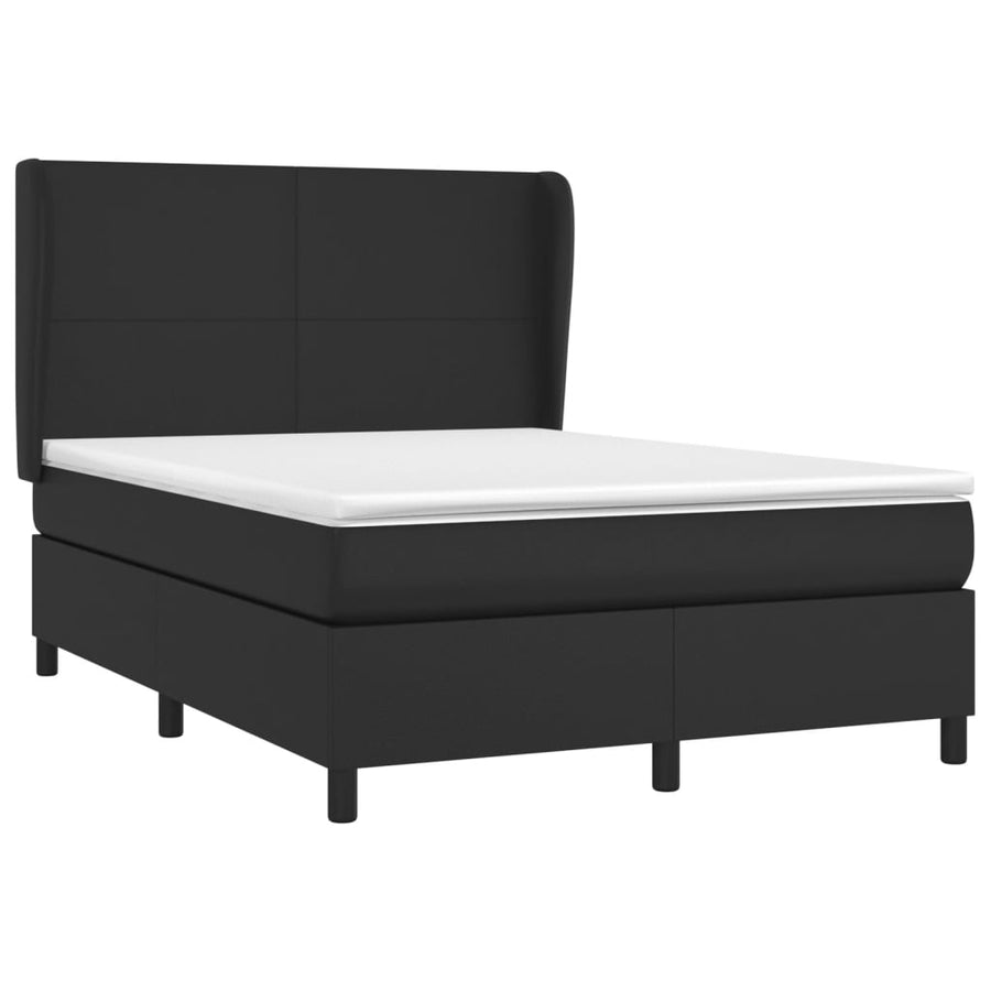 Boxspring Met Matras Kunstleer 140 x 200 cm Zwart Effen ontwerp