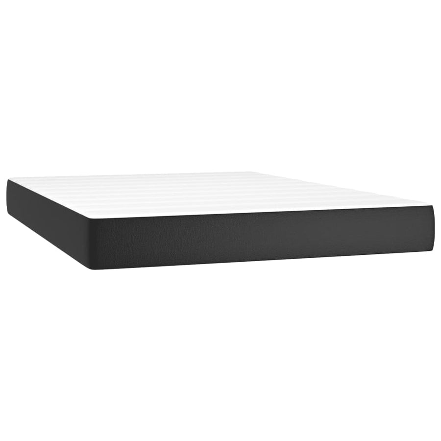 Boxspring Met Matras Kunstleer 140 x 200 cm Zwart Effen ontwerp