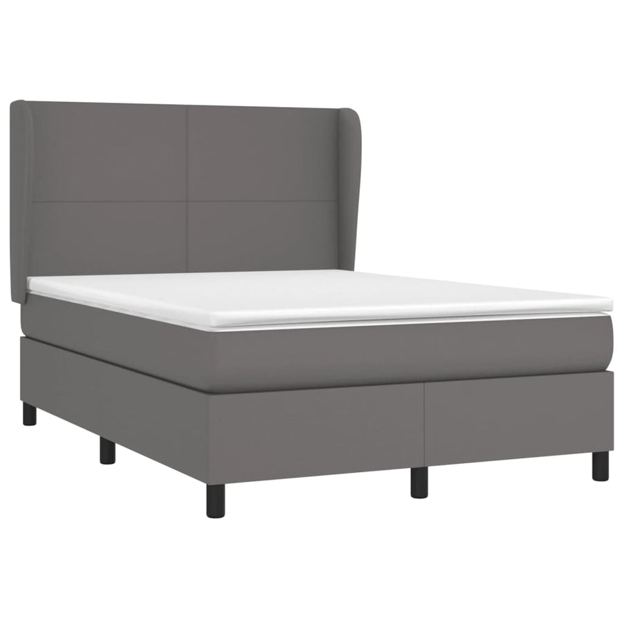 Boxspring Met Matras Kunstleer 140 x 200 cm Grijs Effen ontwerp