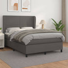 Box spring with mattress faux leather grey 140x200 cm