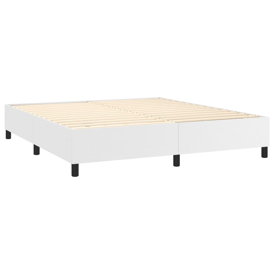 Boxspring Met Matras Kunstleer 160 x 200 cm Wit Effen ontwerp