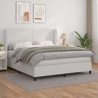 Boxspring Met Matras Kunstleer 160 x 200 cm Wit Effen ontwerp