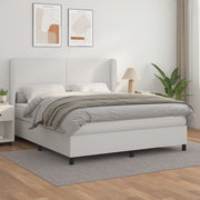 Boxspring met matras 160x200 cm wit kunstleer