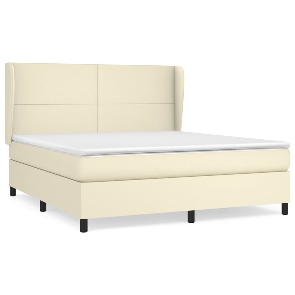 Boxspring met matras kunstleer crèmekleurig 160x200 cm