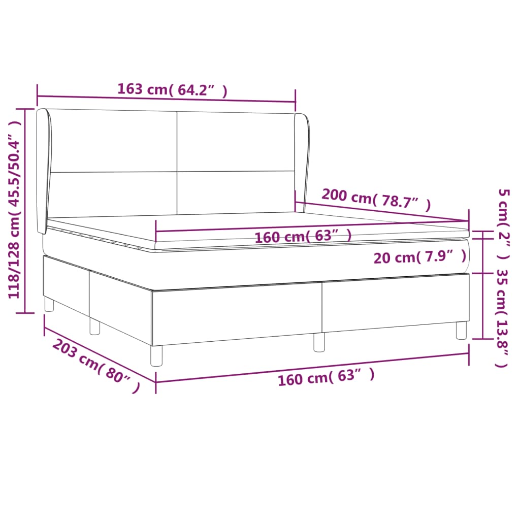 Boxspring met matras kunstleer crèmekleurig 160x200 cm
