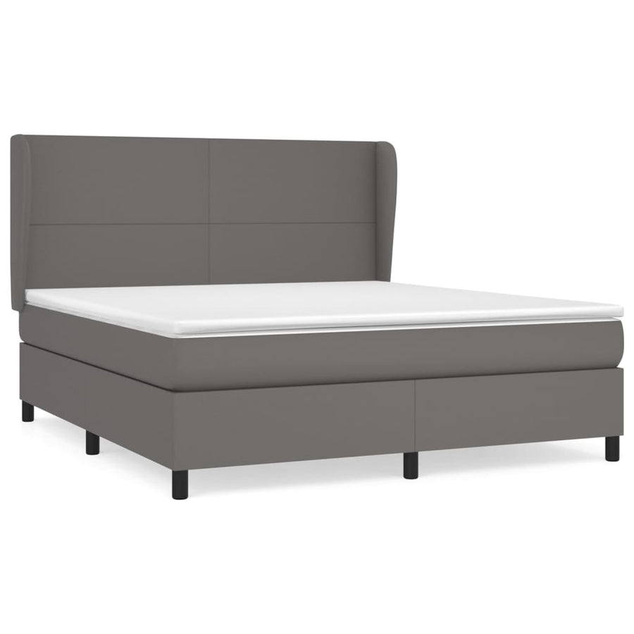 Boxspring Met Matras Kunstleer 160 x 200 cm Grijs Effen ontwerp