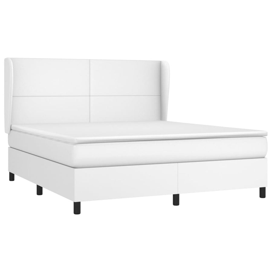 Boxspring Met Matras Kunstleer 180 x 200 cm Wit Effen ontwerp