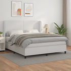 Boxspring Met Matras Kunstleer 180 x 200 cm Wit Effen ontwerp