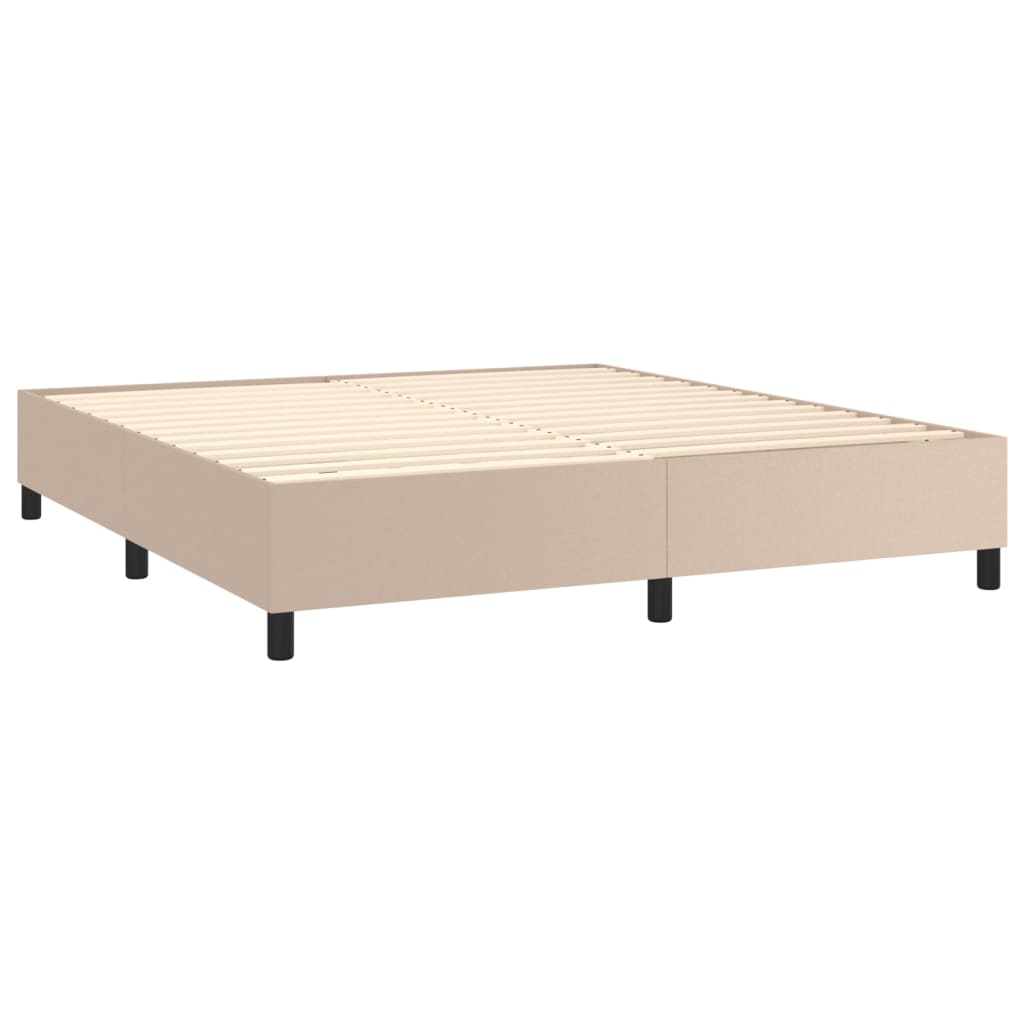 Boxspring met matras kunstleer cappuccinokleurig 180x200 cm
