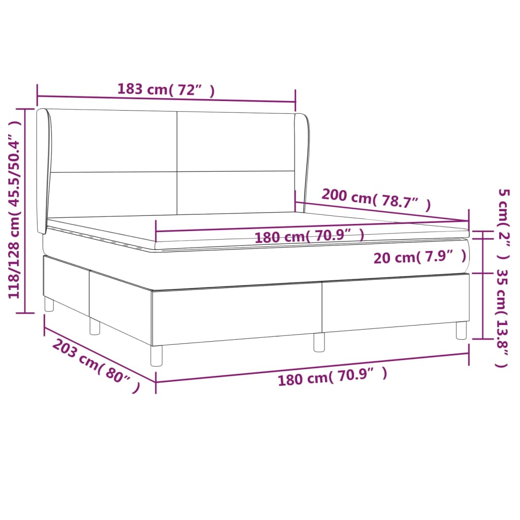 Boxspring met matras kunstleer cappuccinokleurig 180x200 cm