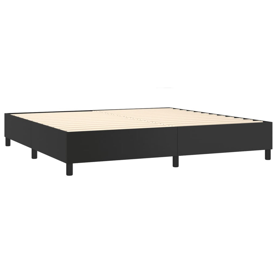 Boxspring Met Matras Kunstleer 200 x 200 cm Zwart Effen ontwerp
