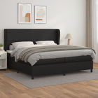 Box spring with mattress faux leather black 200x200 cm