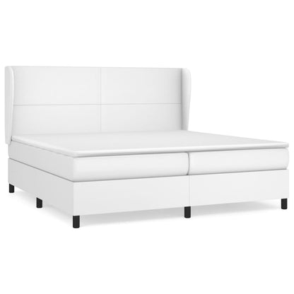 Boxspring Met Matras Kunstleer 200 x 200 cm Wit Effen ontwerp