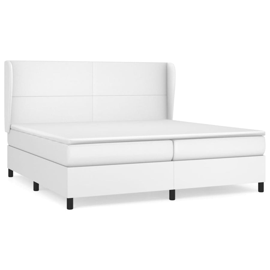 Boxspring Met Matras Kunstleer 200 x 200 cm Wit Effen ontwerp