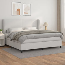 Boxspring Met Matras Kunstleer 200 x 200 cm Wit Effen ontwerp