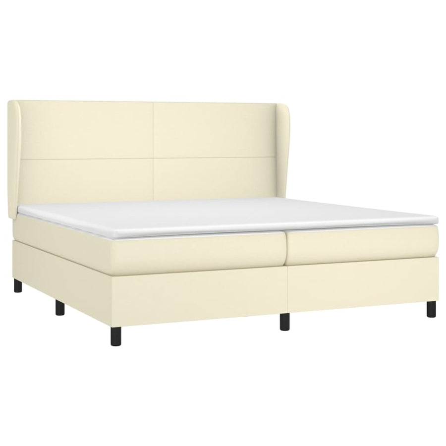 Boxspring met matras kunstleer crèmekleurig 200x200 cm