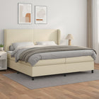 Boxspring 200x200 cm kunstleer crèmekleurig