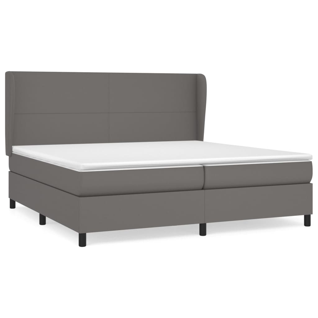 Boxspring Met Matras Kunstleer Grijs 200 x 200 cm Effen ontwerp