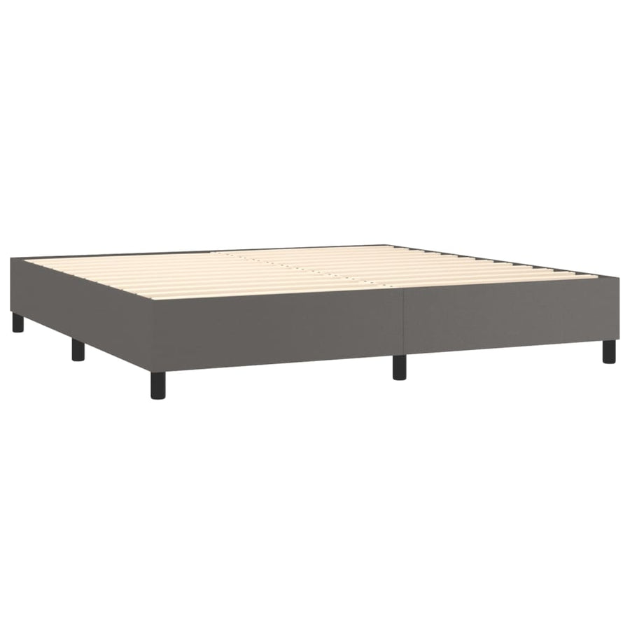 Boxspring Met Matras Kunstleer Grijs 200 x 200 cm Effen ontwerp