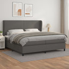 Box spring bed with faux leather mattress, gray, 200x200 cm