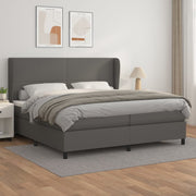 Boxspring met matras 200x200 cm grijs kunstleer