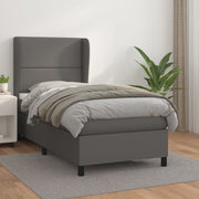 Boxspring met matras 90x190 cm grijs kunstleer