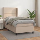 Boxspring Met Matras Kunstleer Cappuccinokleurig 90X190 Cm 90 x 190 cm Effen met spijkers