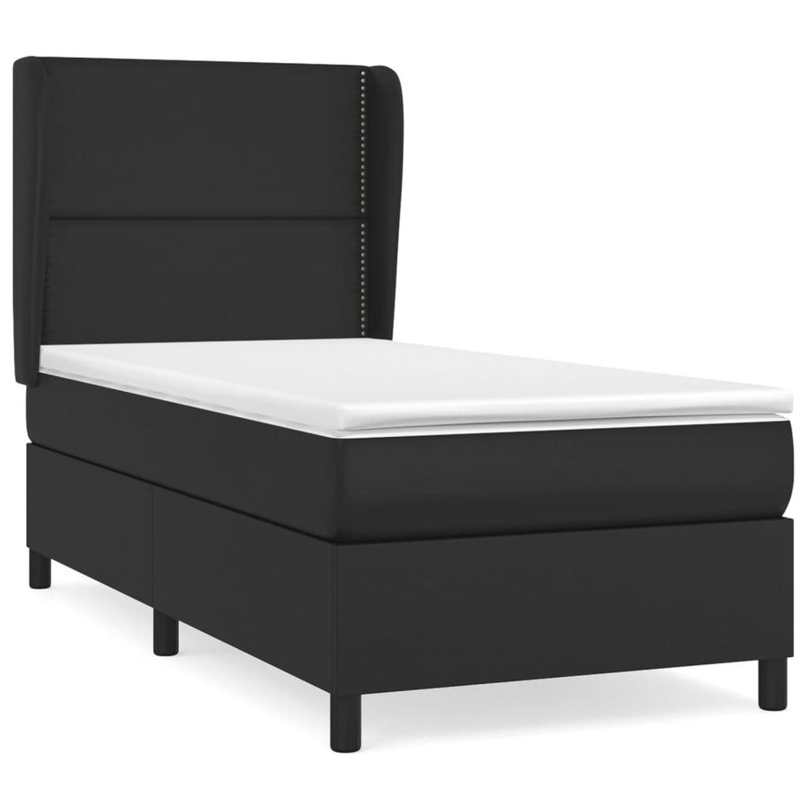 Boxspring Met Matras Kunstleer 90 x 200 cm Zwart Effen met spijkers